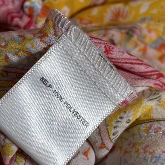 Rose + Olive Top Size 1x Patchwork Print V-Neck Floral Paisley Blouse Boho - Picture 6 of 9